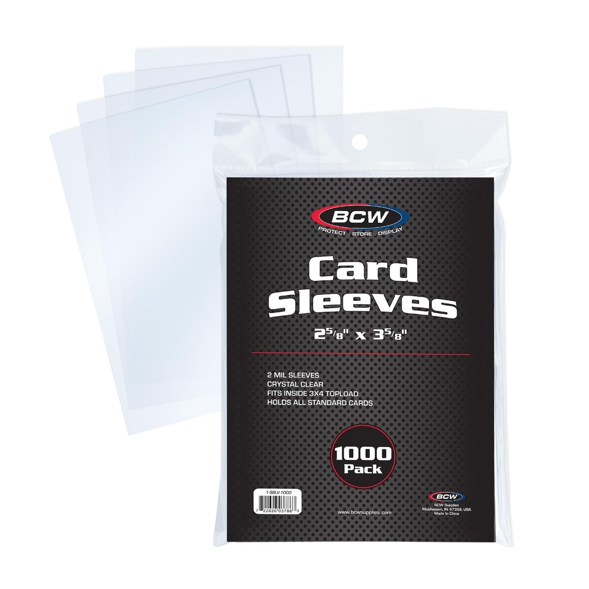 BCW 1000 Pack Crystal Clear Acid-Free Penny Sleeves for Trading Cards – 2-5/8 x 3-5/8 Inches
