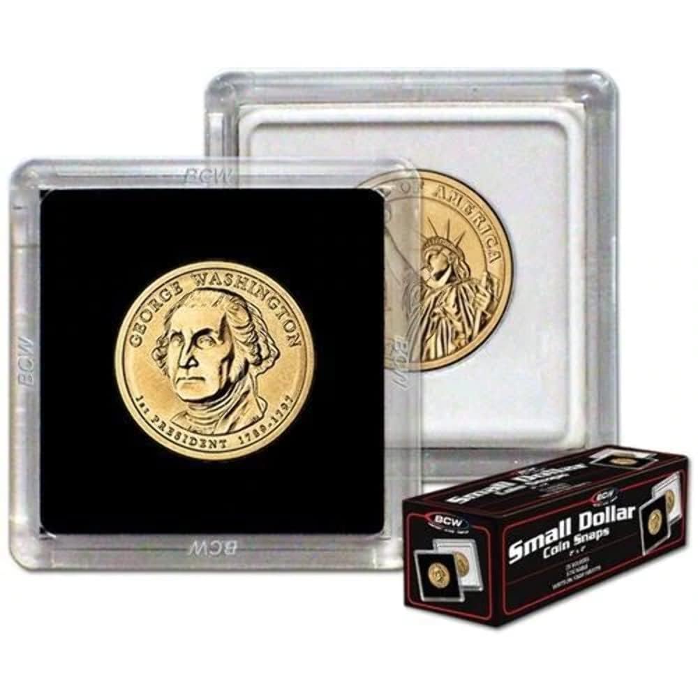BCW 2x2 Coin Snap Holder for Sacagawea Dollar – Pack of 25 Crystal Clear Polystyrene Cases