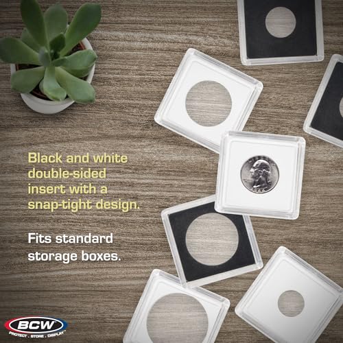 BCW 2x2 Coin Snap Holder for Sacagawea Dollar – Pack of 25 Crystal Clear Polystyrene Cases
