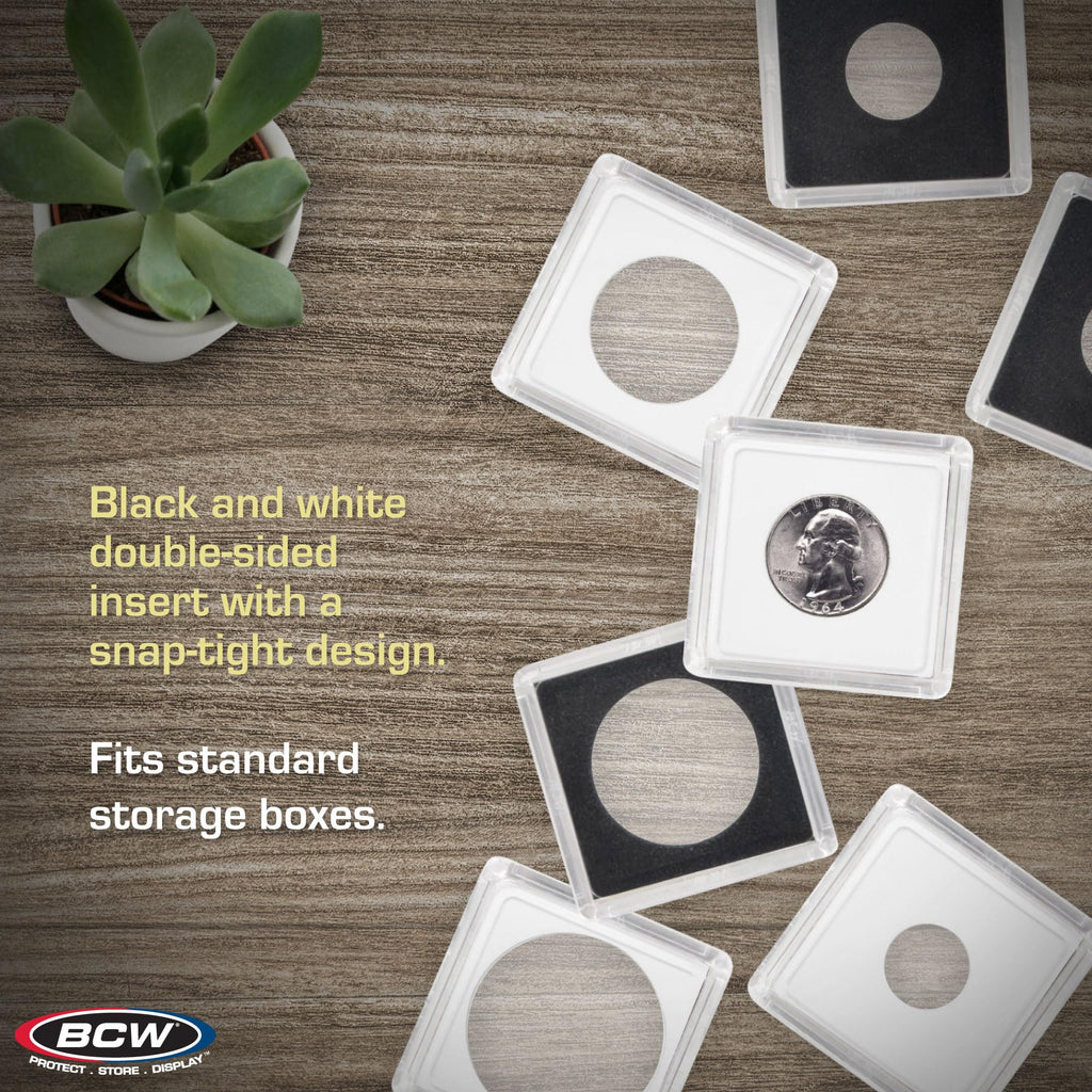BCW 2x2 Coin Snap Holder for Sacagawea Dollar – Pack of 25 Crystal Clear Polystyrene Cases