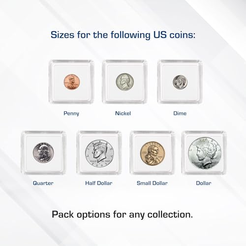 BCW 2x2 Coin Snap Holders – 25-Count Crystal Clear Polystyrene Cases for Kennedy Half Dollars