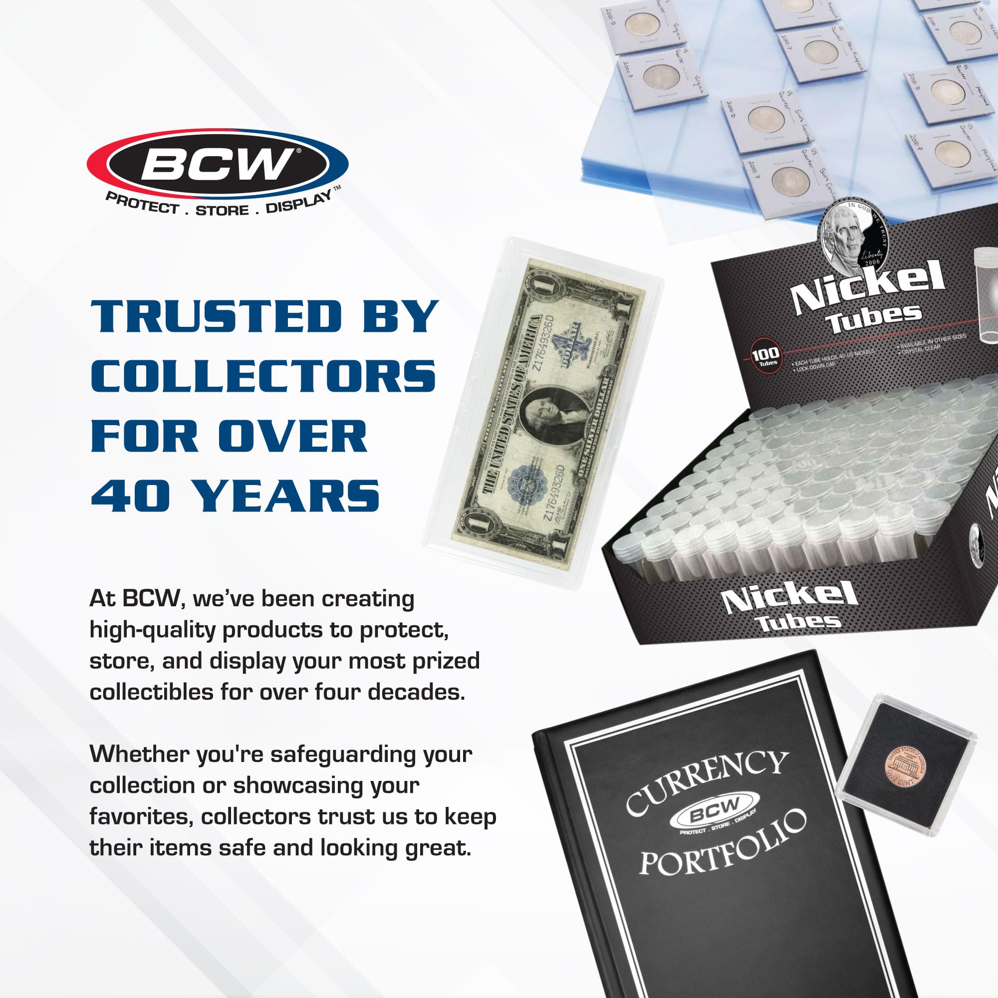 BCW 2x2 Coin Snap Holders – 25-Count Crystal Clear Polystyrene Cases for Kennedy Half Dollars
