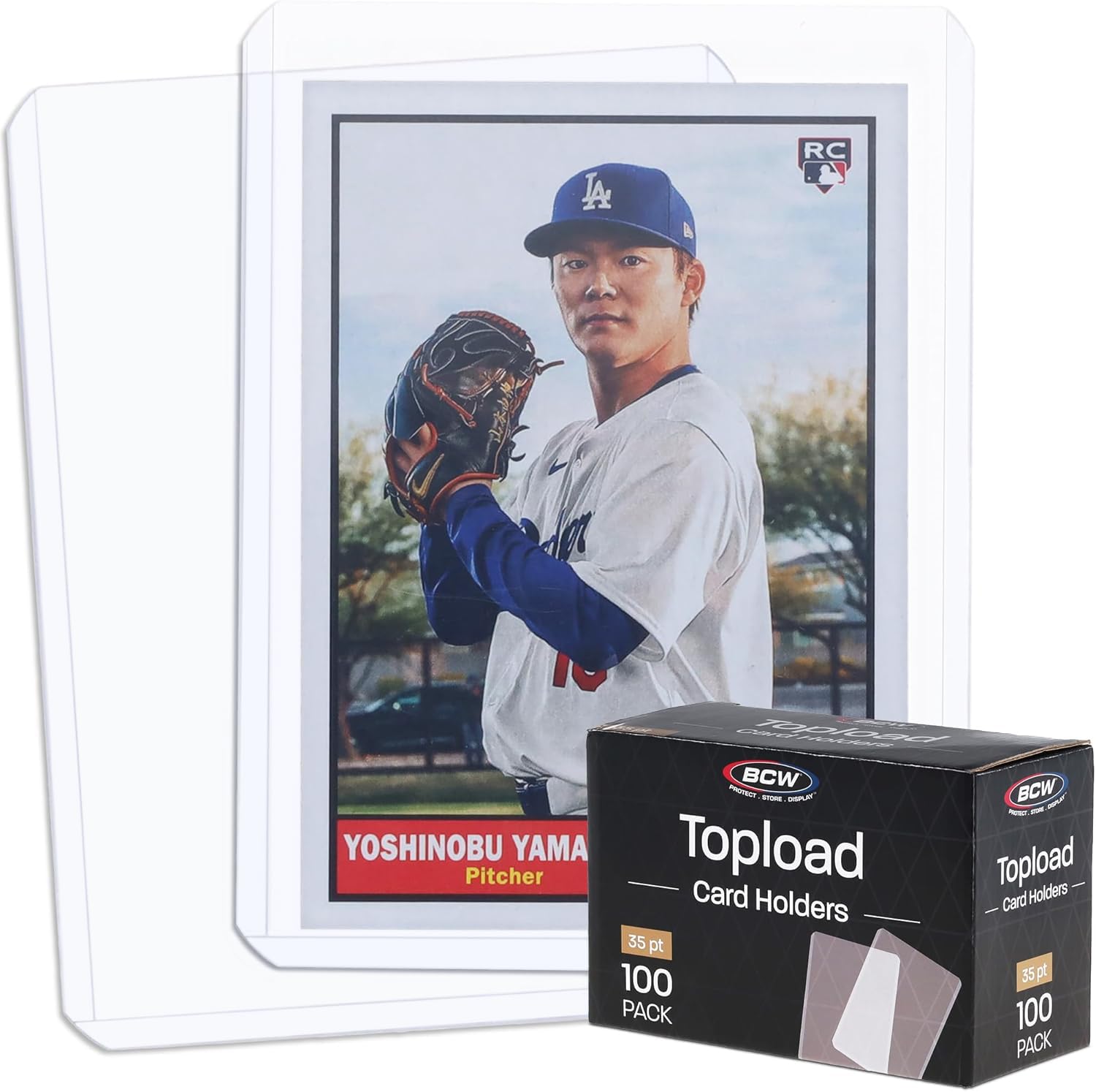 BCW 3x4 Standard Topload Card Holders – 100 Pack Rigid PVC Protectors for Trading Cards