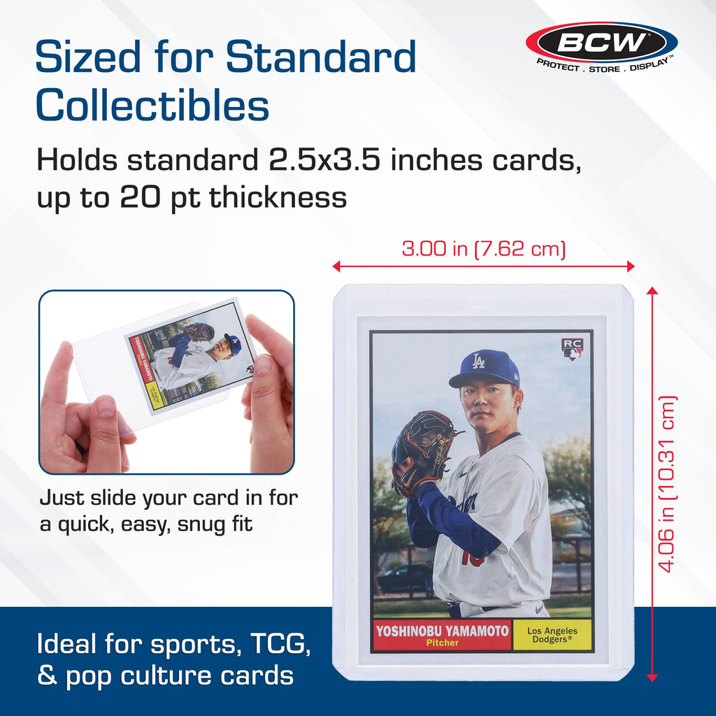 BCW 3x4 Standard Topload Card Holders – 100 Pack Rigid PVC Protectors for Trading Cards