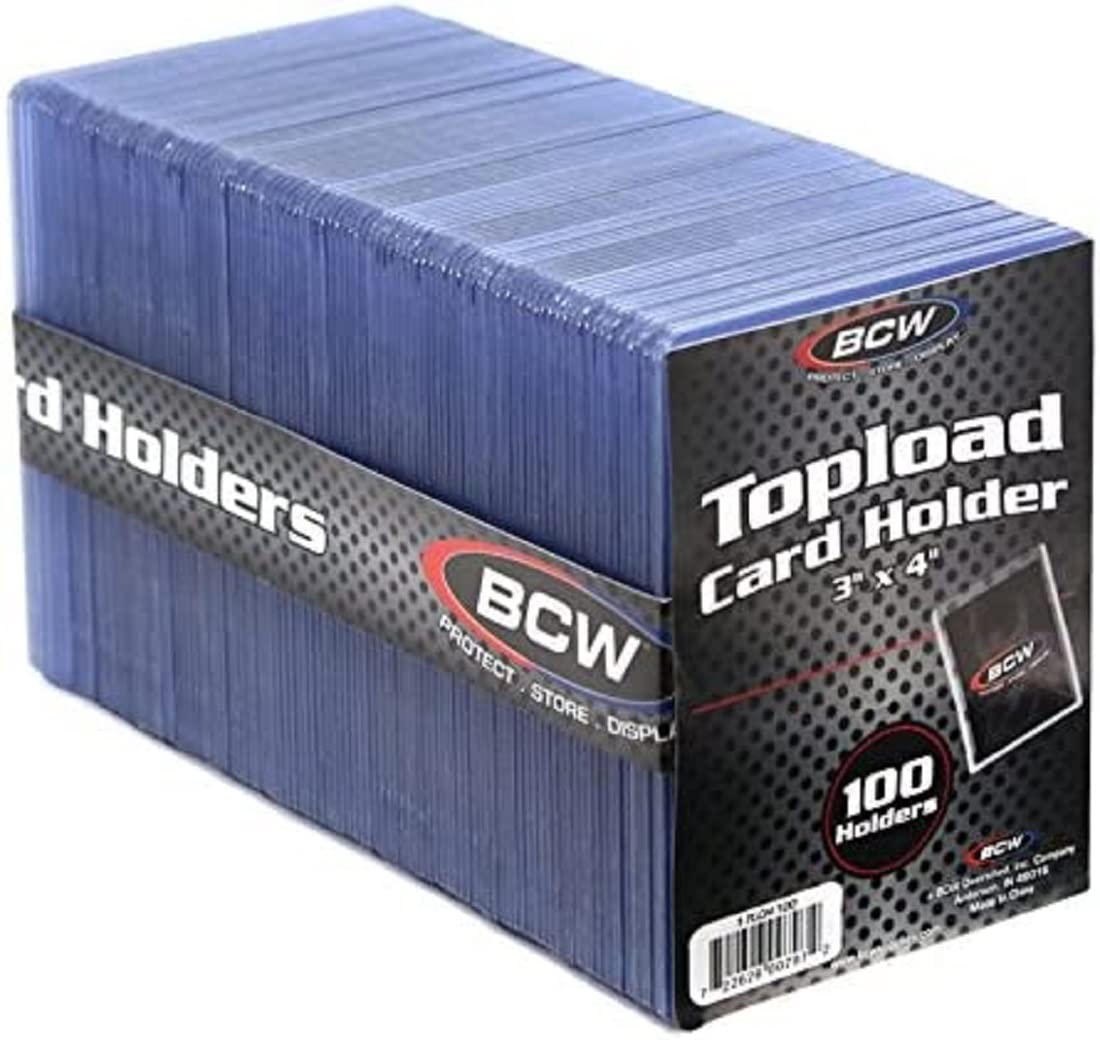 BCW 3x4 Standard Topload Card Holders – 100 Pack Rigid PVC Protectors for Trading Cards