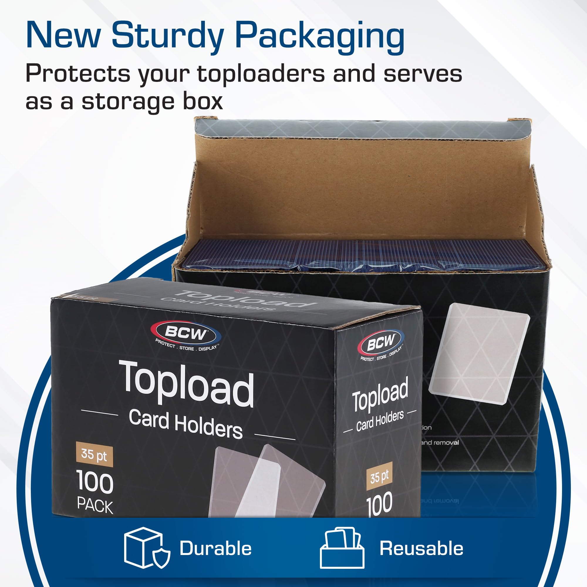 BCW 3x4 Standard Topload Card Holders – 100 Pack Rigid PVC Protectors for Trading Cards