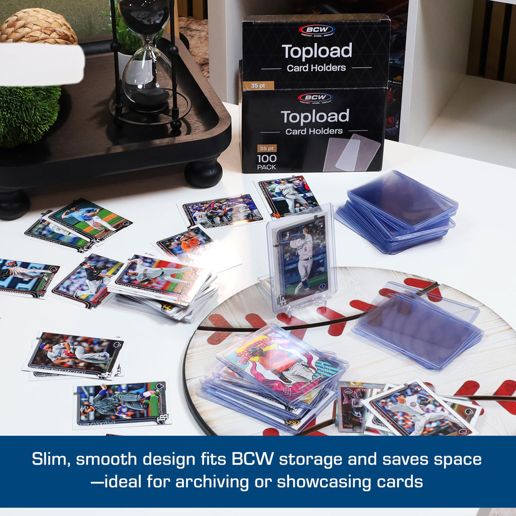 BCW 3x4 Standard Topload Card Holders – 100 Pack Rigid PVC Protectors for Trading Cards