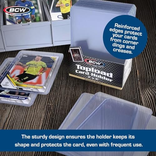 BCW 3x4 Topload Card Holder 50 Pack – 35PT Rigid PVC Protection for Trading Cards