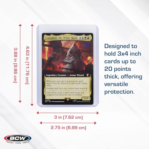 BCW 3x4 Topload Card Holder 50 Pack – 35PT Rigid PVC Protection for Trading Cards