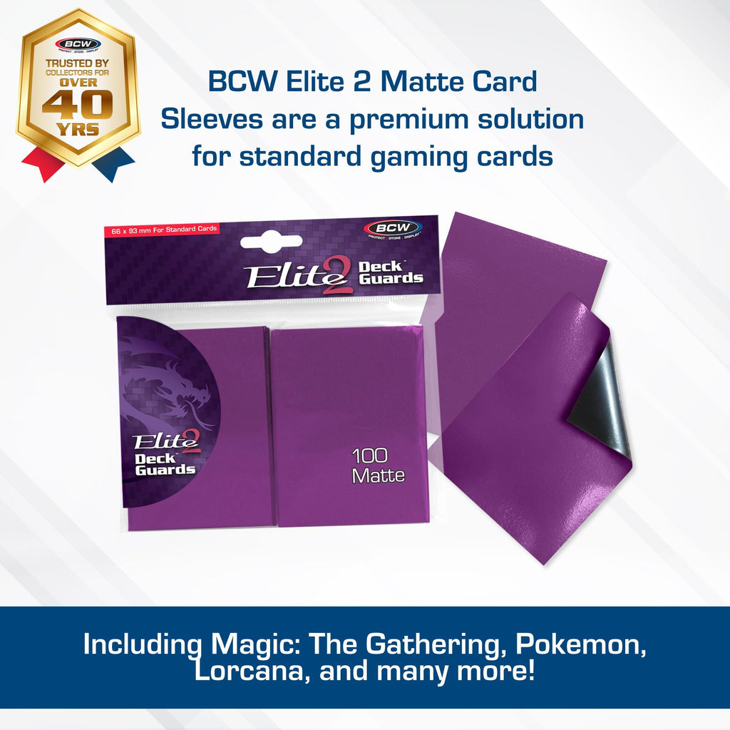 BCW Elite2 Matte Card Sleeves – Mulberry | Anti-Glare Front | Textured Back | 100 Pack