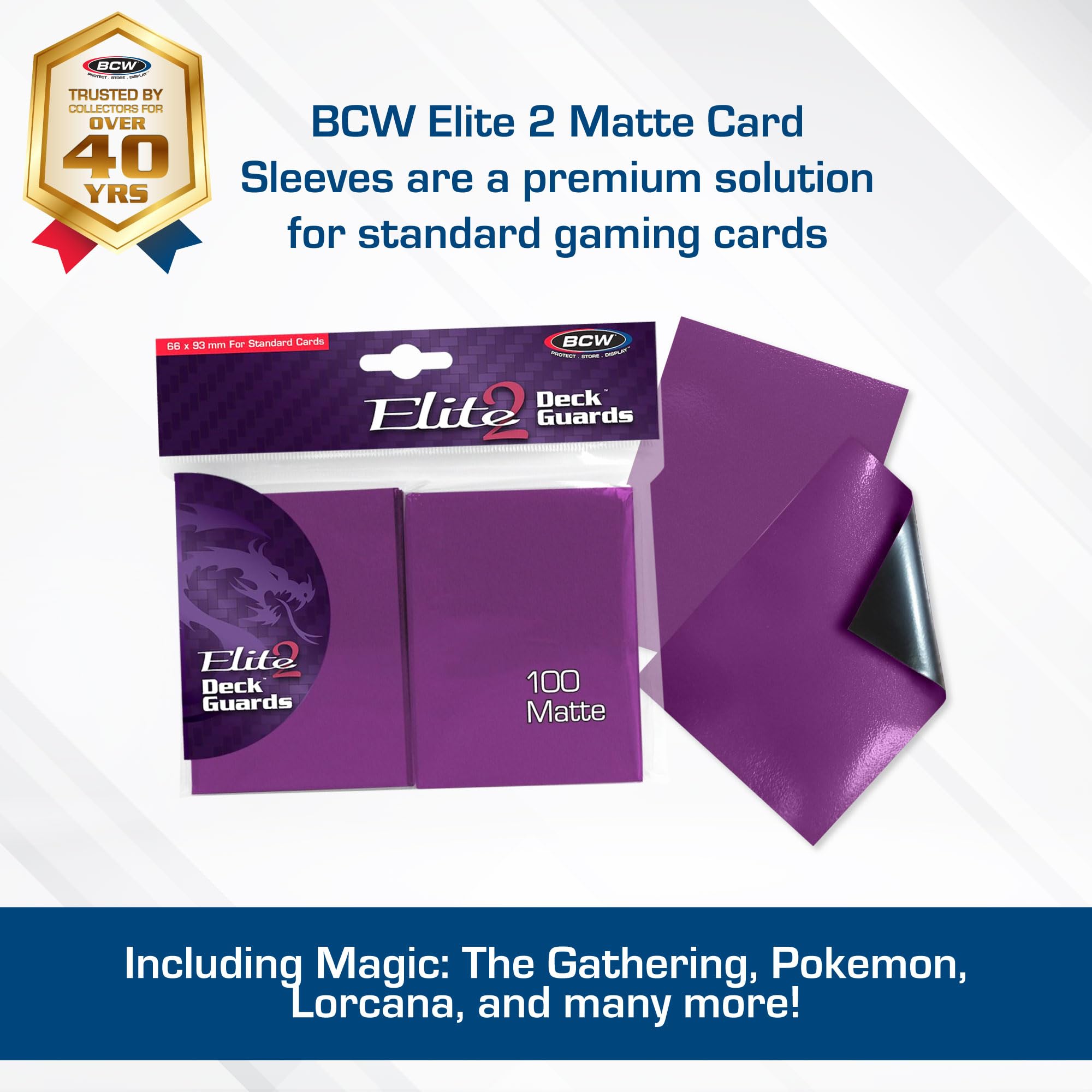BCW Elite2 Matte Card Sleeves – Mulberry | Anti-Glare Front | Textured Back | 100 Pack