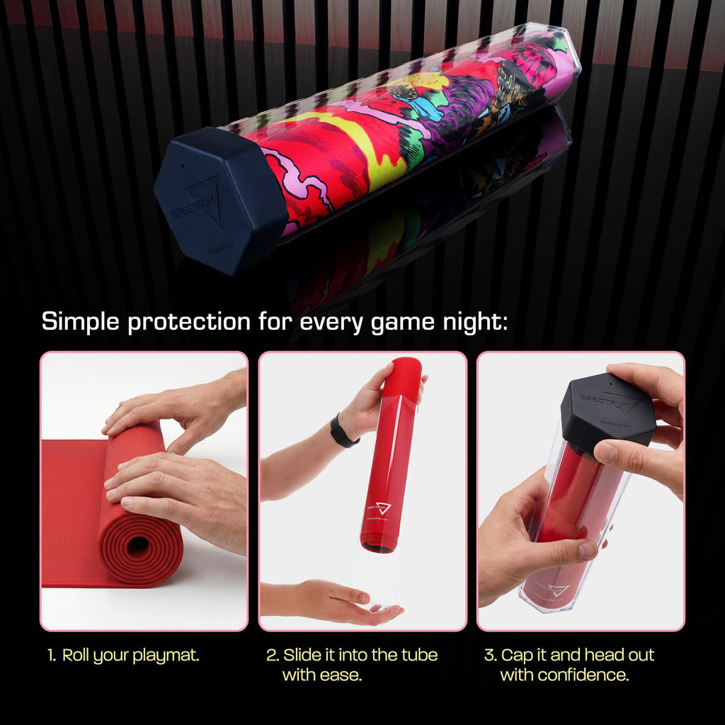 BCW Large Playmat Tube – Single Hexagon Holder for 24x14 Mats | Plastic Protective Storage for MTG, TCG