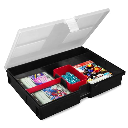 BCW Prime X4 Gaming Box – Plastic Storage for 4 Decks with Dividers & Dice Tray