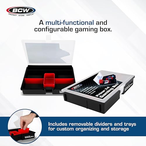 BCW Prime X4 Gaming Box – Plastic Storage for 4 Decks with Dividers & Dice Tray
