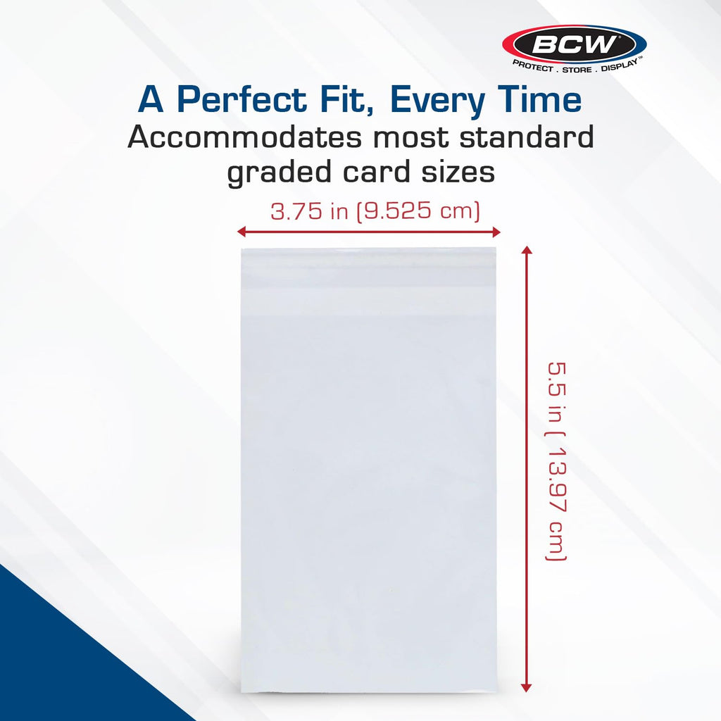 BCW Resealable Graded Card Sleeves – 200 Pack, Clear Polypropylene, Fits PSA & Beckett Slabs