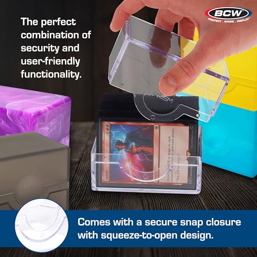 BCW Spectrum Prism Deck Case – Electric Blue, Holds 100 Double-Sleeved Cards with Secure Snap Closure