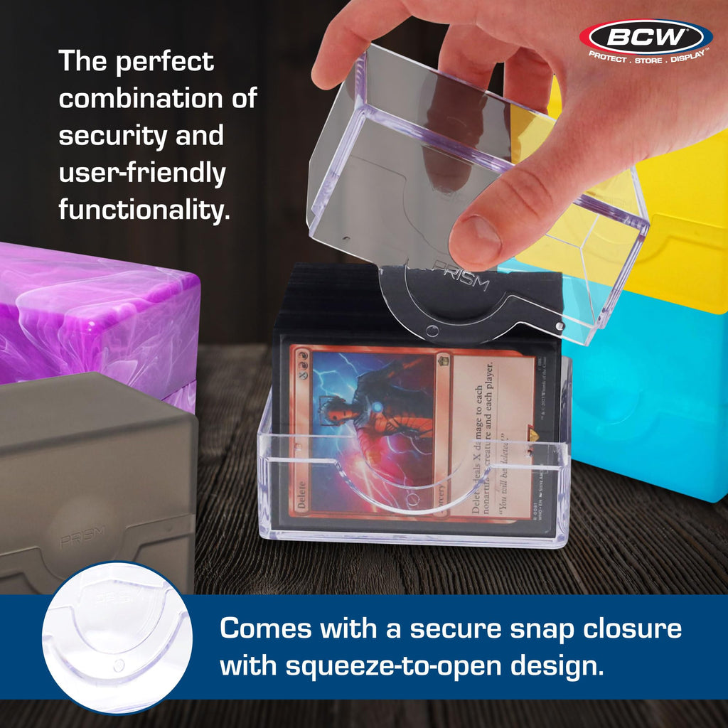 BCW Spectrum Prism Deck Case – Electric Blue, Holds 100 Double-Sleeved Cards with Secure Snap Closure