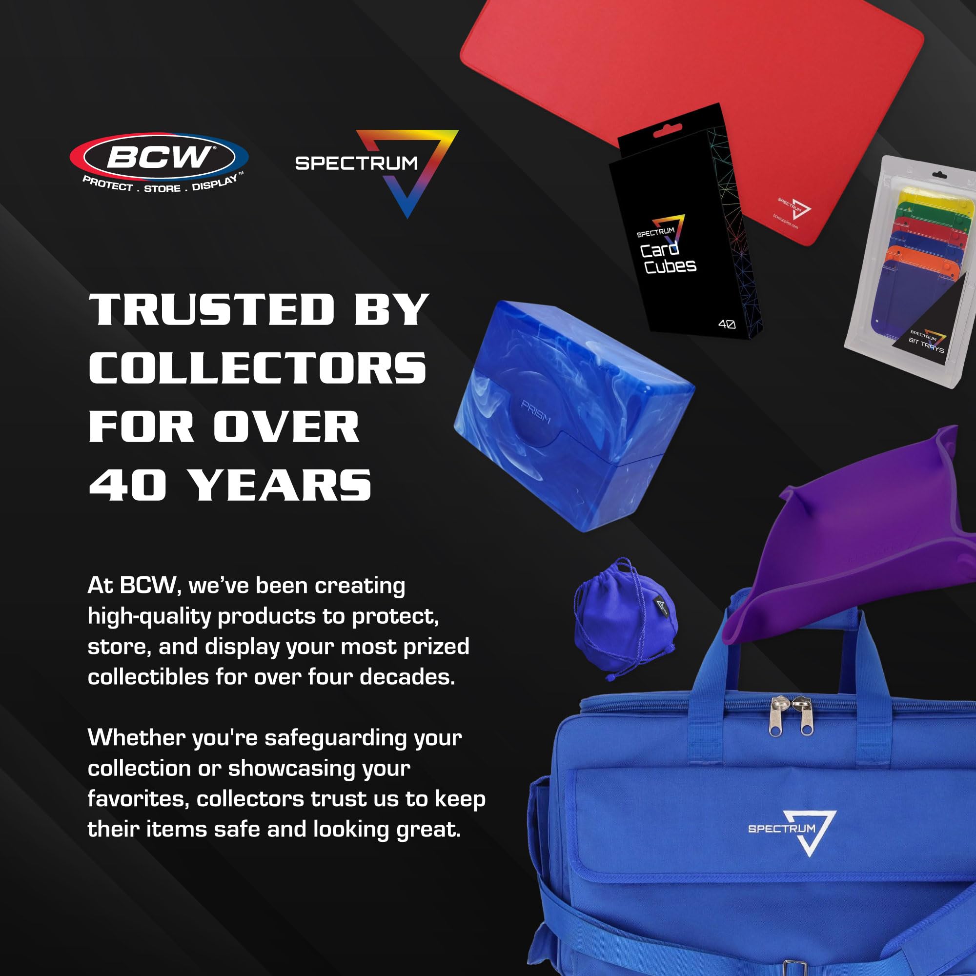 BCW Spectrum Prism Deck Case – Electric Blue, Holds 100 Double-Sleeved Cards with Secure Snap Closure