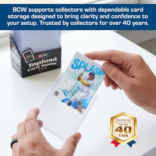 BCW Standard 3x4 Toploaders – Rigid PVC Card Holders for Trading Cards, 25-Pack