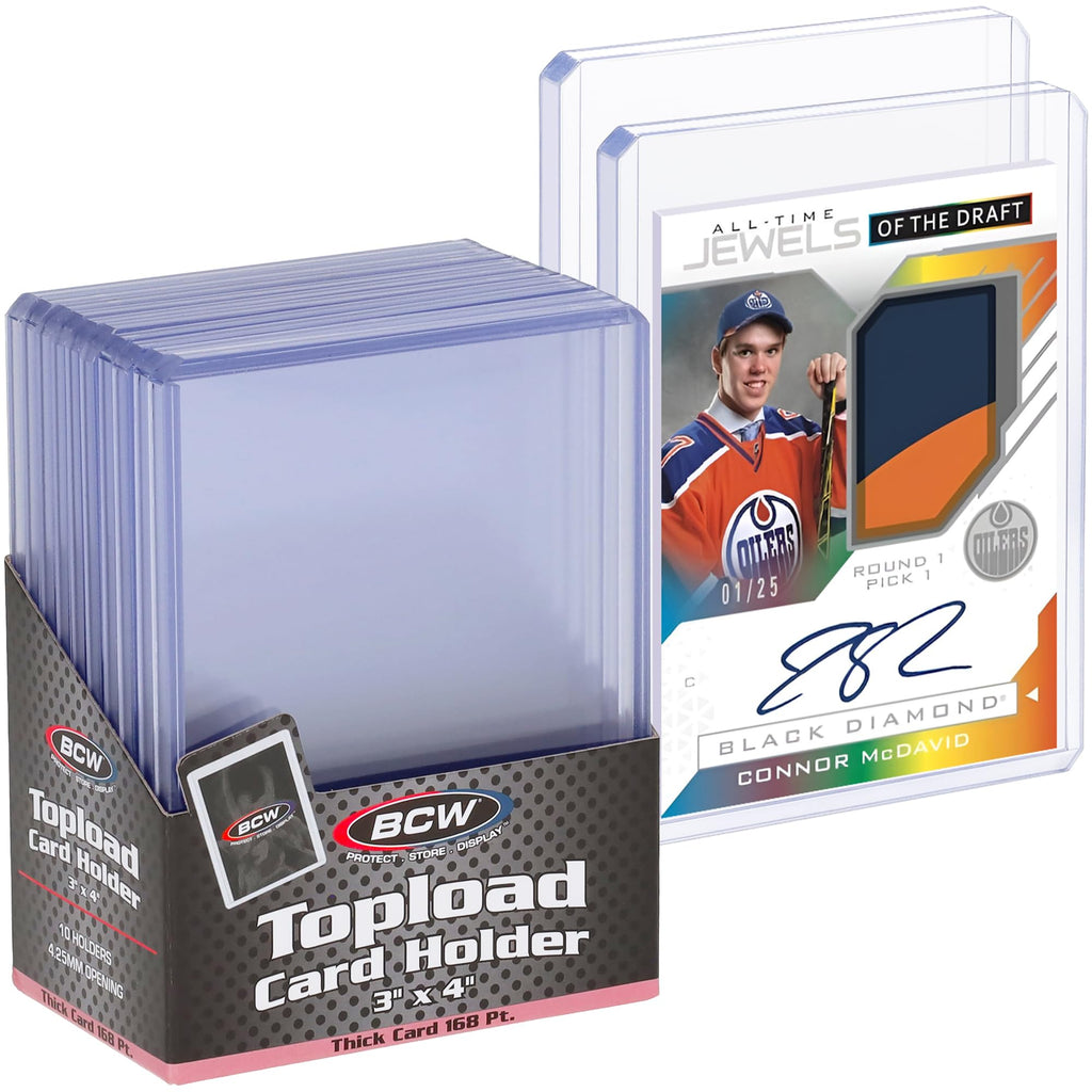 BCW Thick Card Topload Holder 10-Pack – 168pt Rigid PVC for Relic & Patch Cards