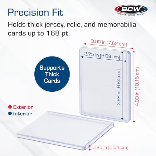 BCW Thick Card Topload Holder 10-Pack – 168pt Rigid PVC for Relic & Patch Cards