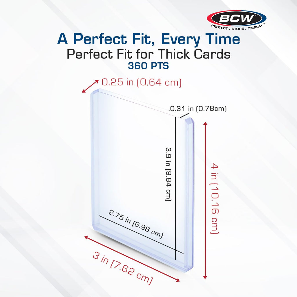 BCW Thick Card Topload Holder 240pt (7mm) – Rigid PVC Protective Sleeves for Relic, Patch & Jersey Cards