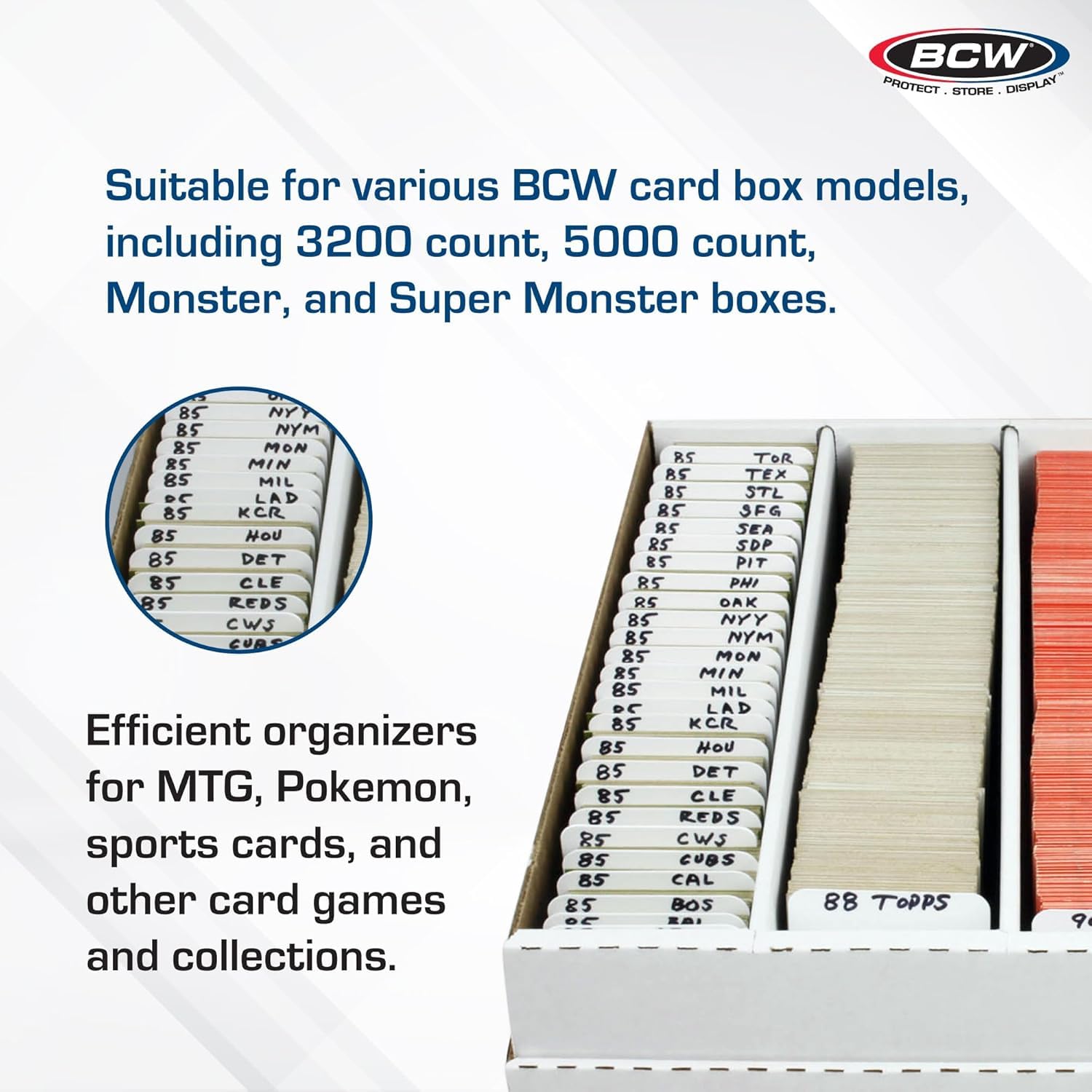 BCW Trading Card Dividers 50 Pack – Archival Plastic with Write-On Tabs for 3200 & 5000 Boxes