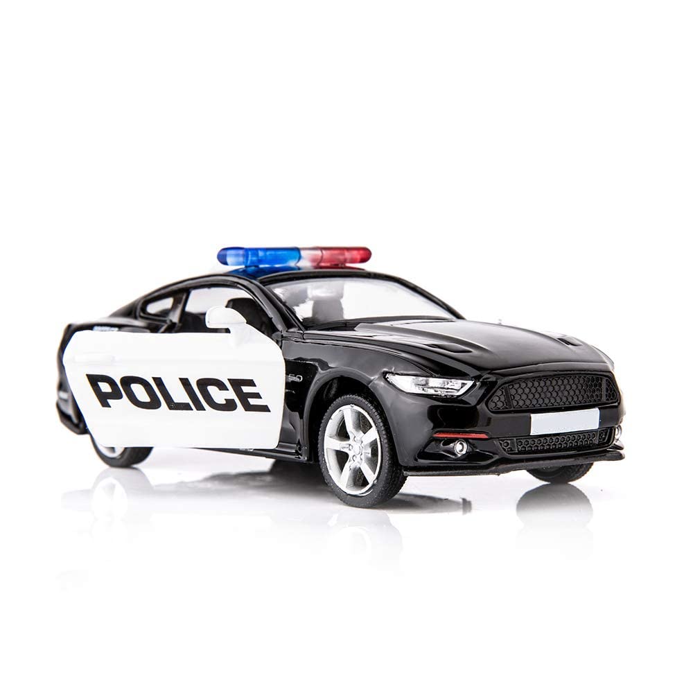 BDTCTK 1/36 Scale Die-Cast Ford Mustang GT Police Car Pull-Back Toy (Black)
