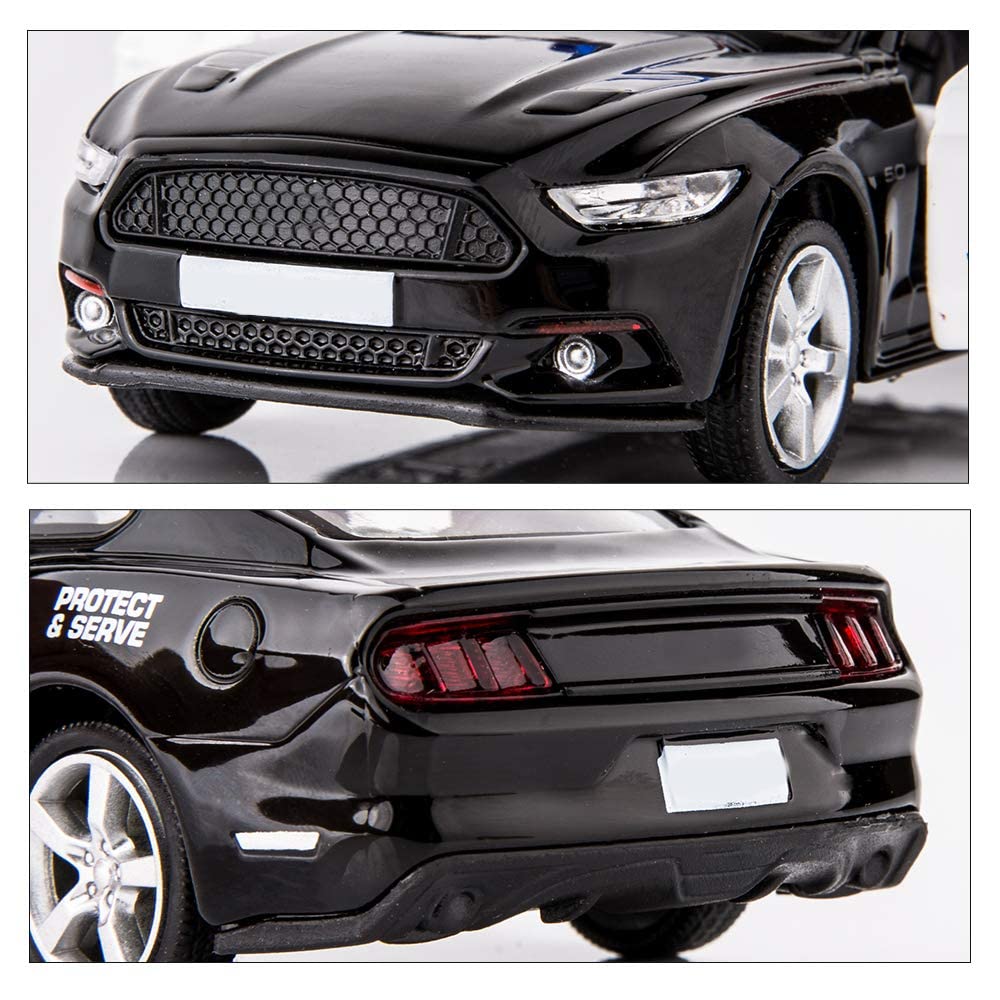 BDTCTK 1/36 Scale Die-Cast Ford Mustang GT Police Car Pull-Back Toy (Black)