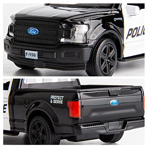 BDTCTK 1/36 Scale Ford F150 Police Car Model – Die-Cast Pull-Back Toy (Black)