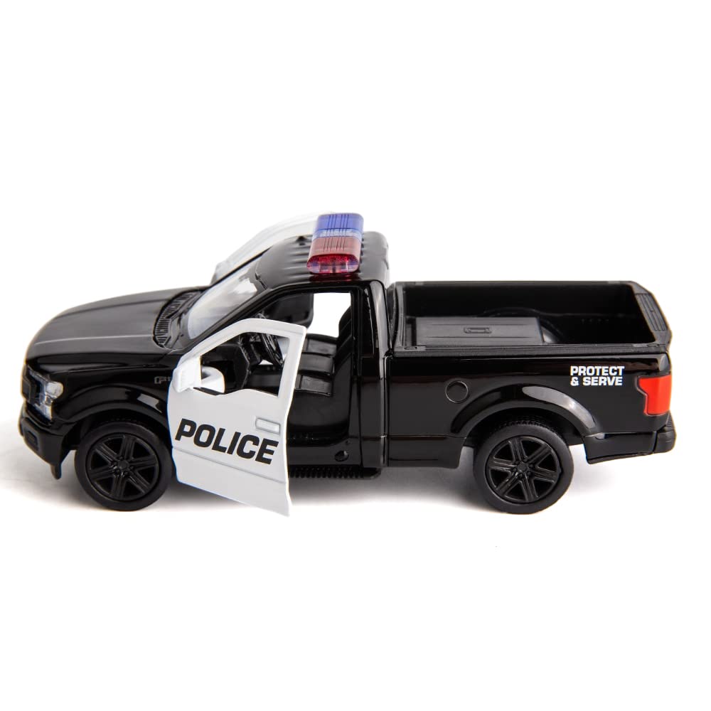BDTCTK 1/36 Scale Ford F150 Police Car Model – Die-Cast Pull-Back Toy (Black)