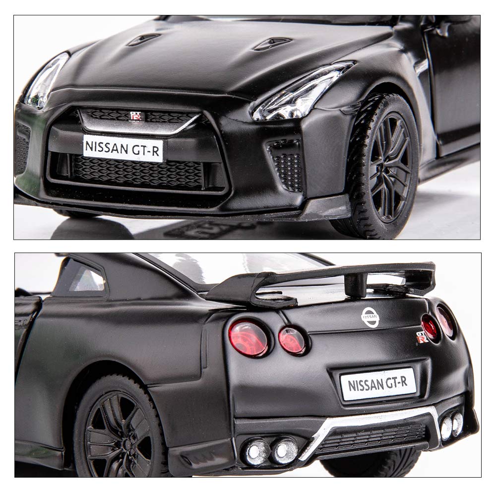 BDTCTK 1:36 Scale Nissan GTR R35 Die-Cast Pullback Car – Zinc Alloy Toy for Kids Ages 4-6 (Black)