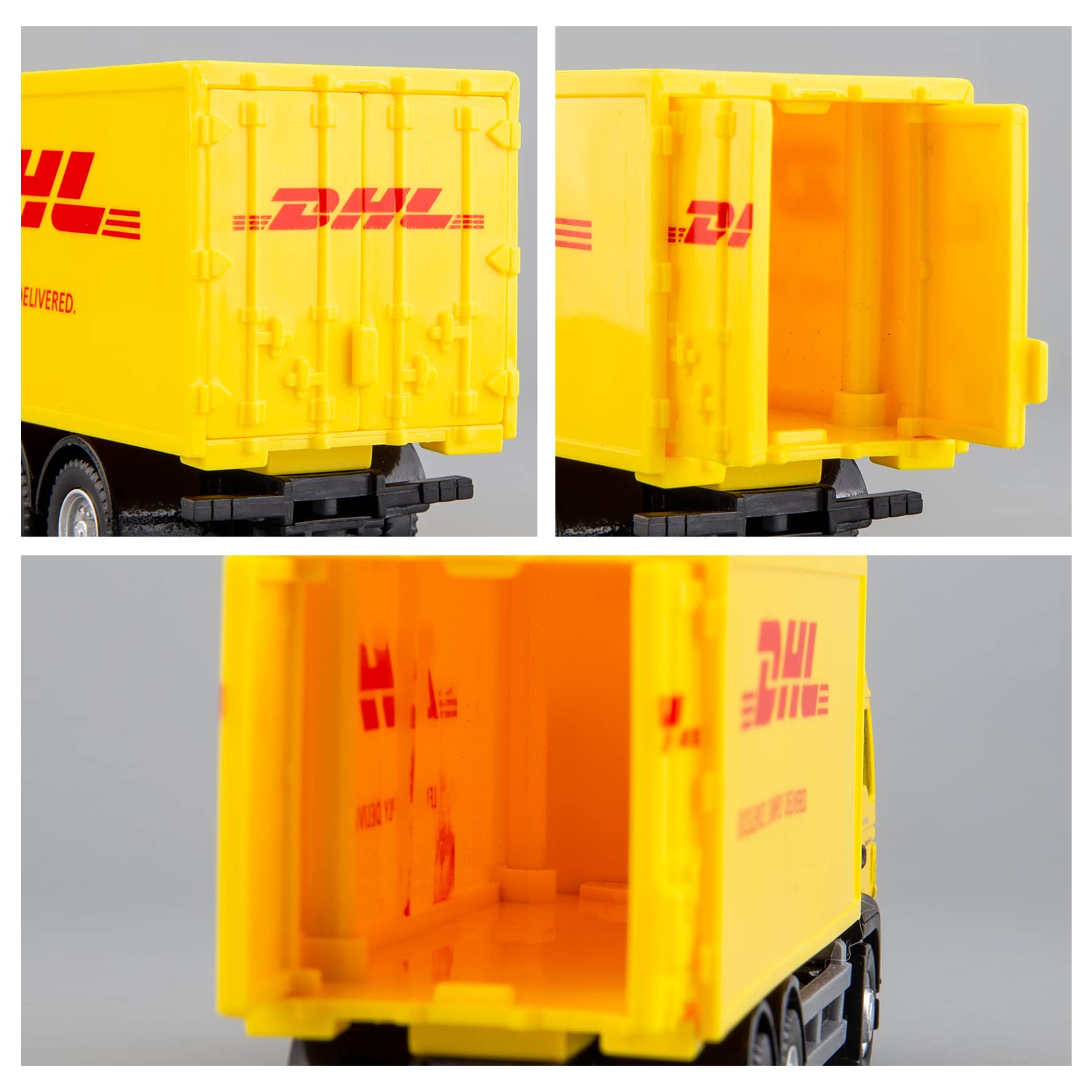 BDTCTK DHL Container Truck Die-Cast Model Toy - 5.5-Inch Collectible Vehicle with Opening Doors, Zinc Alloy & Plastic, for Kids and Adults