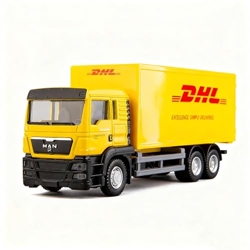 BDTCTK DHL Container Truck Die-Cast Model Toy - 5.5-Inch Collectible Vehicle with Opening Doors, Zinc Alloy & Plastic, for Kids and Adults