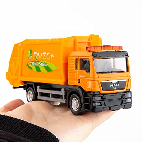 BDTCTK Die-Cast Garbage Truck Toy - 6-Inch Zinc Alloy Model with Opening Doors and Dustbin for Kids and Collectors
