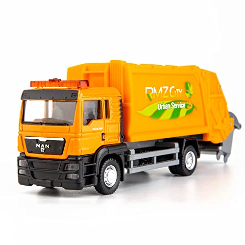 BDTCTK Die-Cast Garbage Truck Toy - 6-Inch Zinc Alloy Model with Opening Doors and Dustbin for Kids and Collectors