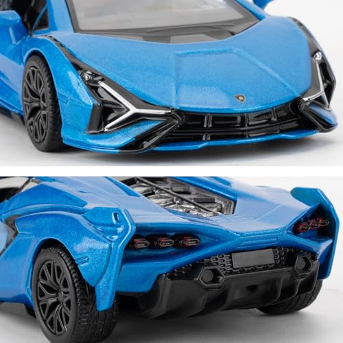 BDTCTK Lamborghini Sián FKP37 1/36 Diecast Car Model – Pull Back Toy with Opening Doors, Blue