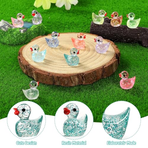 BeadRiver 240-Piece Mini Glitter Resin Ducks – Tiny Duck Figures for Fairy Gardens, Dollhouse Decor, and Hidden Surprises