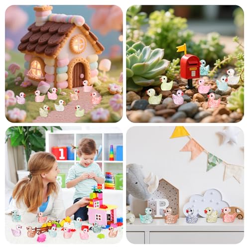 BeadRiver 240-Piece Mini Glitter Resin Ducks – Tiny Duck Figures for Fairy Gardens, Dollhouse Decor, and Hidden Surprises
