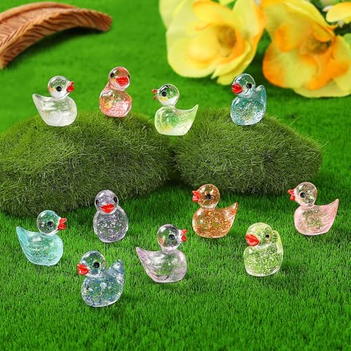 BeadRiver 240-Piece Mini Glitter Resin Ducks – Tiny Duck Figures for Fairy Gardens, Dollhouse Decor, and Hidden Surprises