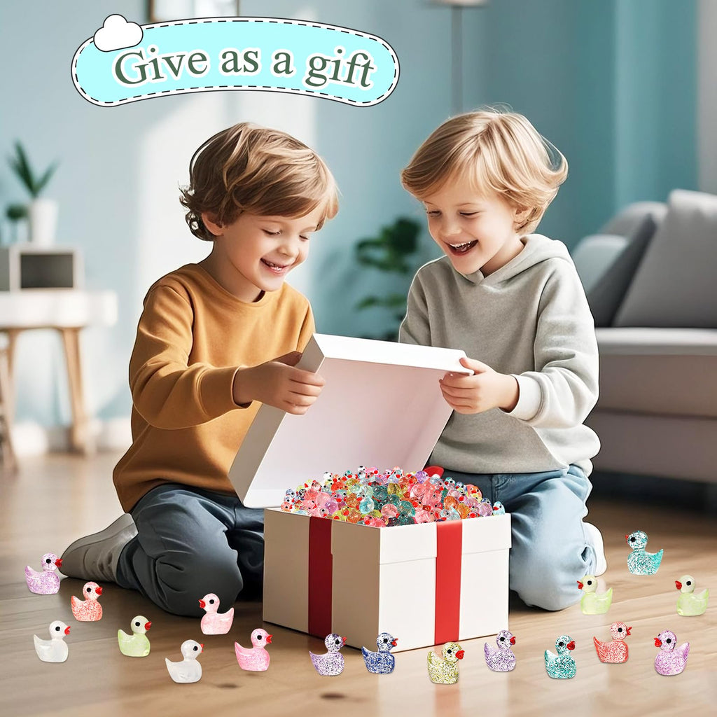 BeadRiver 240-Piece Mini Glitter Resin Ducks – Tiny Duck Figures for Fairy Gardens, Dollhouse Decor, and Hidden Surprises