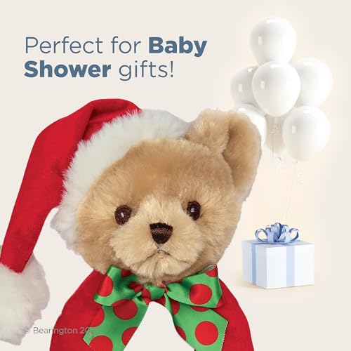 Bearington Collection Baby 1st Christmas Teddy Bear Rattle, 5.5 Inch Plush