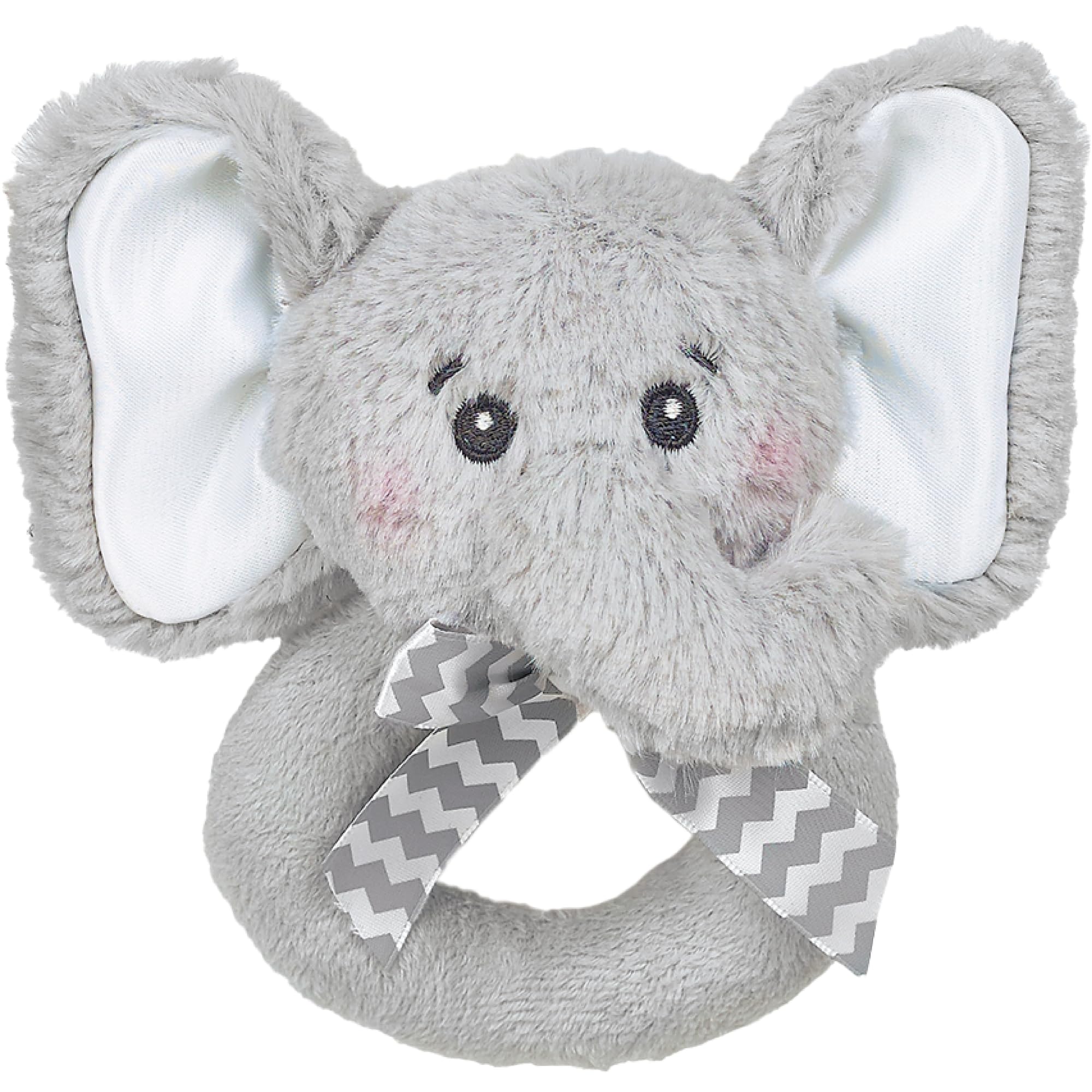 Bearington Collection Lil' Spout – Gray Elephant Plush Rattle, 5.5 Inches