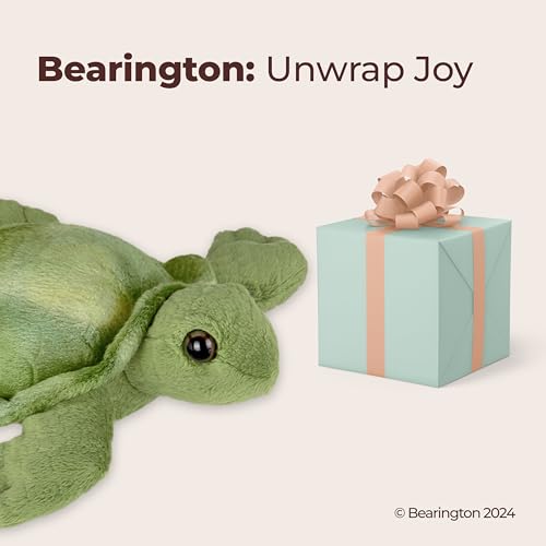 Bearington Lil' Shelton 7-Inch Sea Turtle Plush Toy with Soft Green Shell and Patterned Belly
