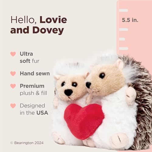 Bearington Lovie & Dovie Hedgehog Plush Set - 5.5" Soft Valentine's Day Stuffed Animals for Kids and Loved Ones