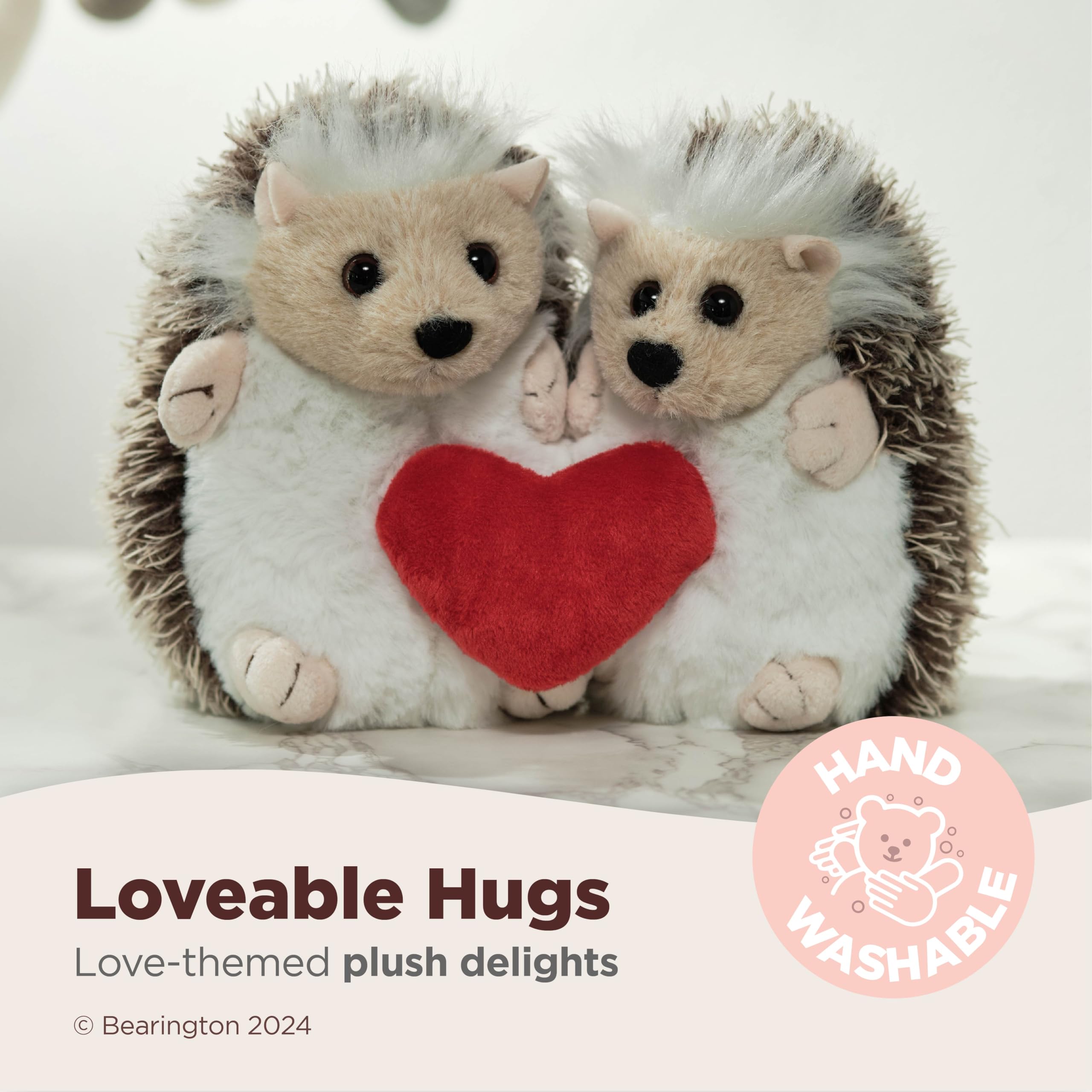 Bearington Lovie & Dovie Hedgehog Plush Set - 5.5" Soft Valentine's Day Stuffed Animals for Kids and Loved Ones