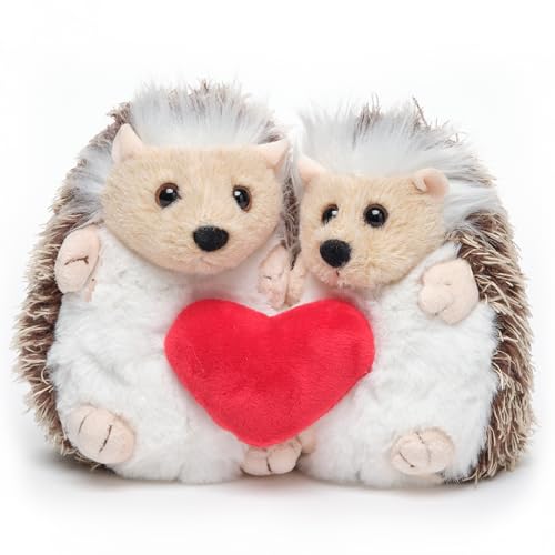 Bearington Lovie & Dovie Hedgehog Plush Set - 5.5" Soft Valentine's Day Stuffed Animals for Kids and Loved Ones