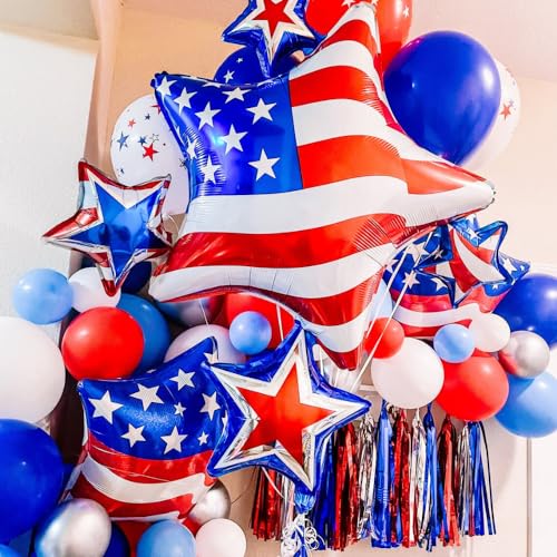 Beaumode 139-Piece Patriotic Balloon Arch Garland Kit - Red White Blue for 4th of July & More