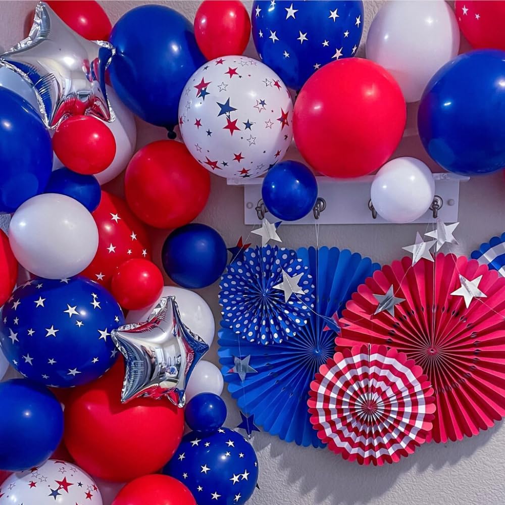 Beaumode 139-Piece Patriotic Balloon Arch Garland Kit - Red White Blue for 4th of July & More