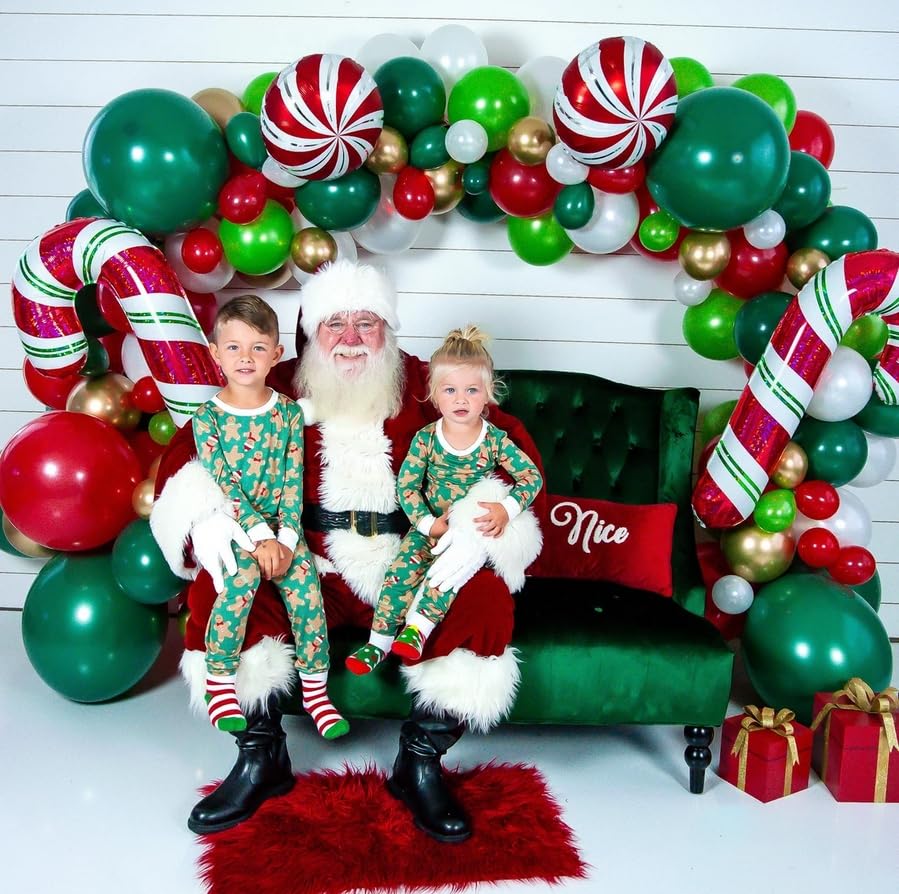 Beaumode 160-Piece Christmas Balloon Arch Garland Kit – Red & Green, 16ft, DIY Party Decor